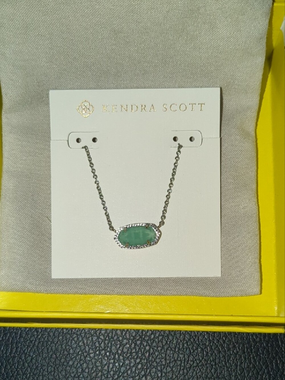Kendra Scott Silver Necklace with Aqua Green Pendant